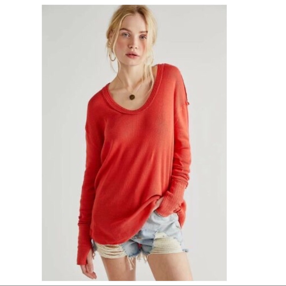 FREE PEOPLE BOHO TUNIC TOP LONG CUFFED SLEEVES FLOWY OVERSIZED KNIT PULLOVER A2C - Picture 2 of 16